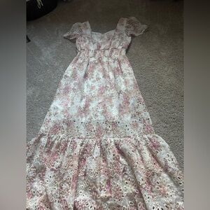 Solitaire XL Floral maxi dress pink rose cream